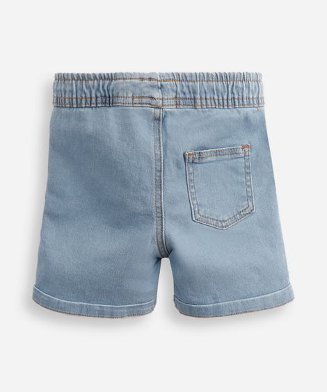 short infantil jeans cós elástico azul