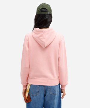 blusão feminino de moletom felpado com capuz minnie rosa