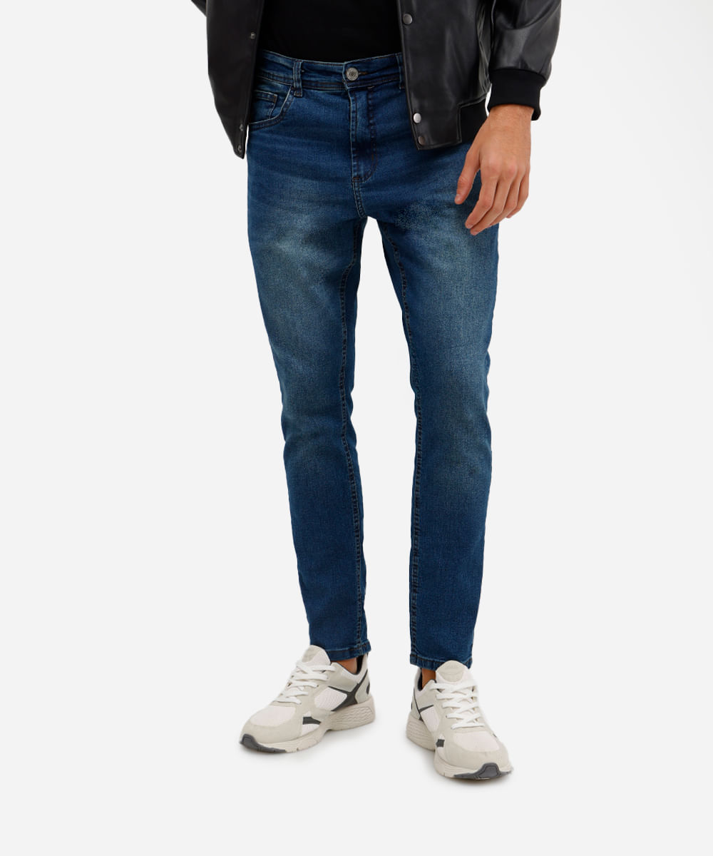 calça slim masculina jeans azul