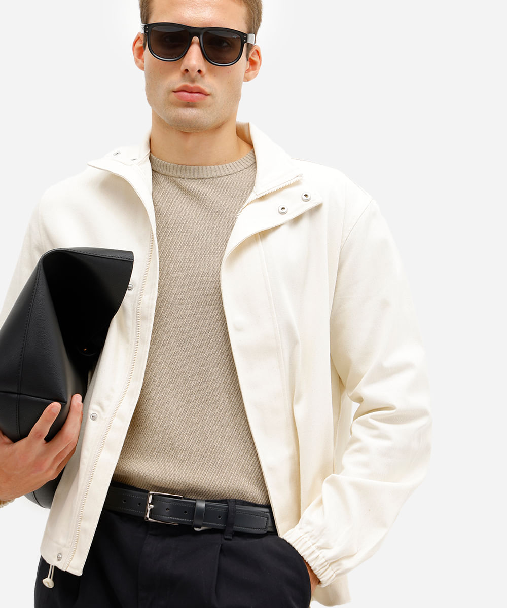 jaqueta masculina de algodão off white