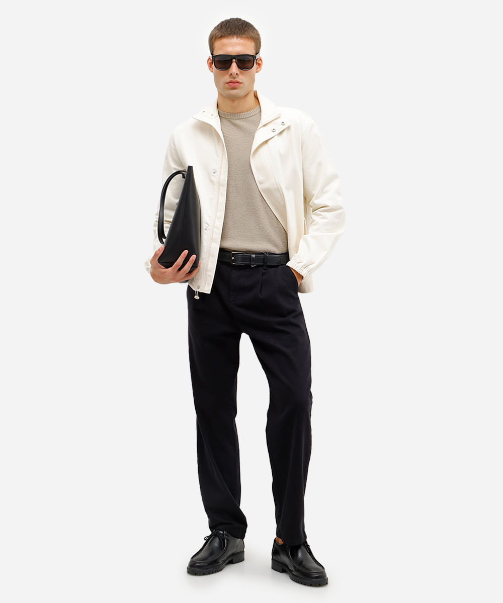 jaqueta masculina de algodão off white