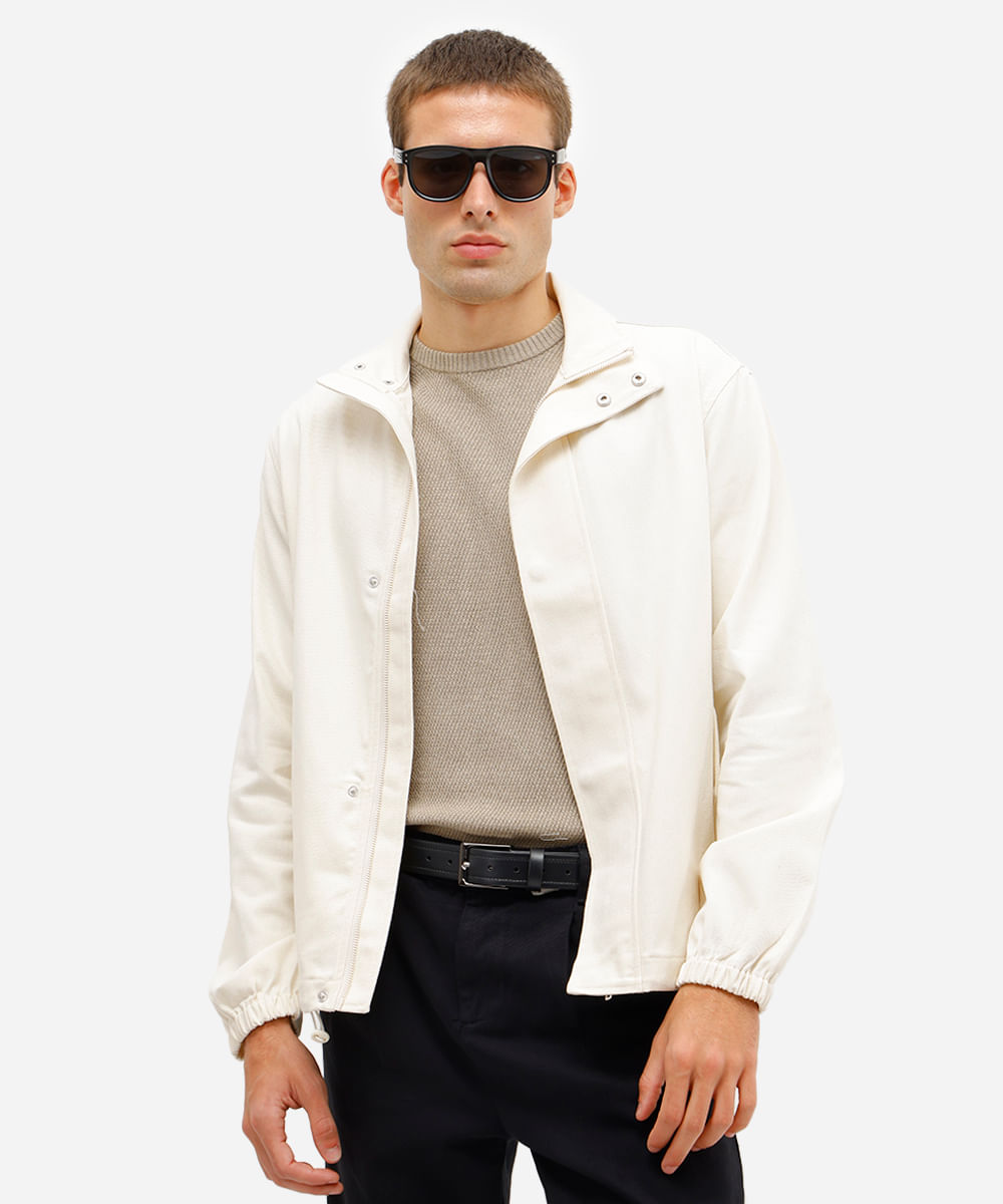 jaqueta masculina de algodão off white