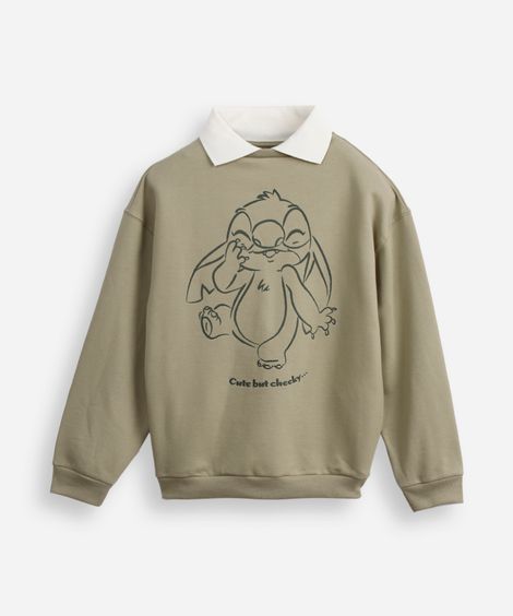 blusão juvenil de moletom com gola stitch verde