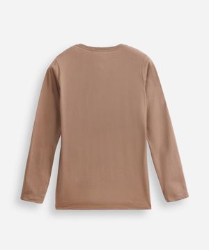camiseta juvenil de algodão manga longa bege