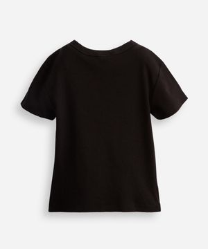 camiseta baby look juvenil de algodão canelada preta