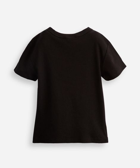 camiseta baby look juvenil de algodão canelada preta