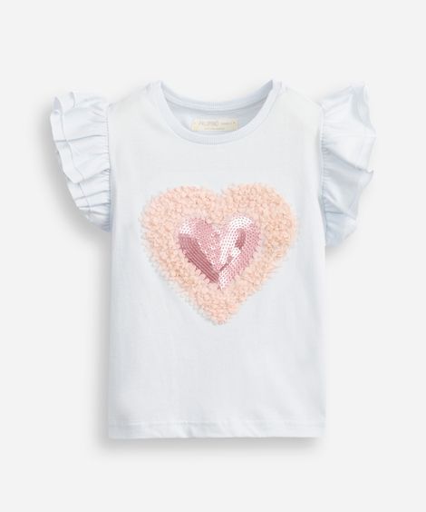 blusa infantil de algodão com paetê azul