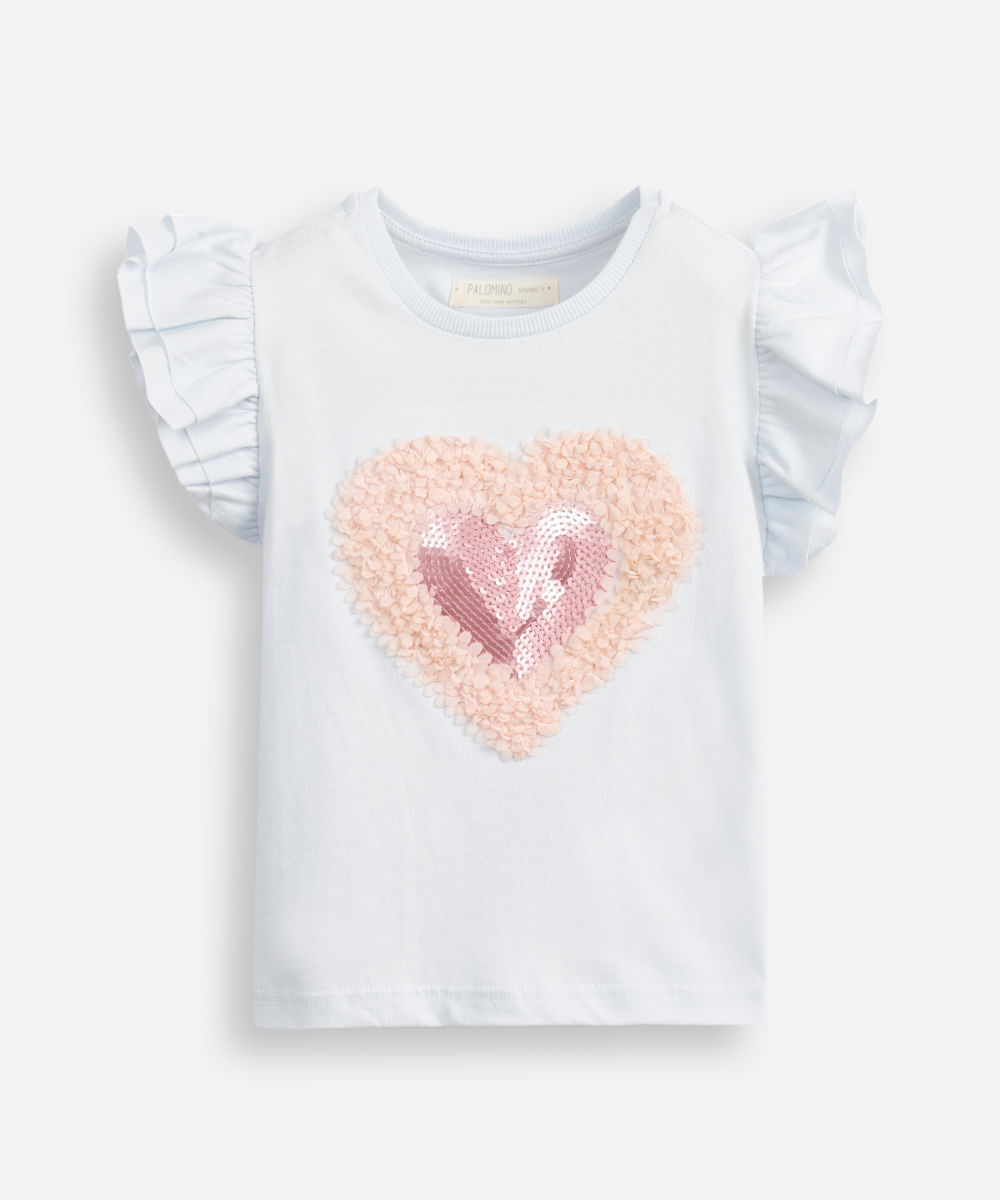 blusa infantil de algodão com paetê azul