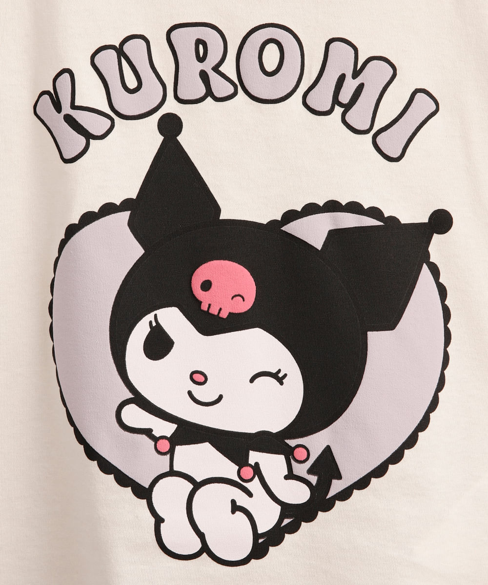 pijama longo infantil de algodão hello kitty off white
