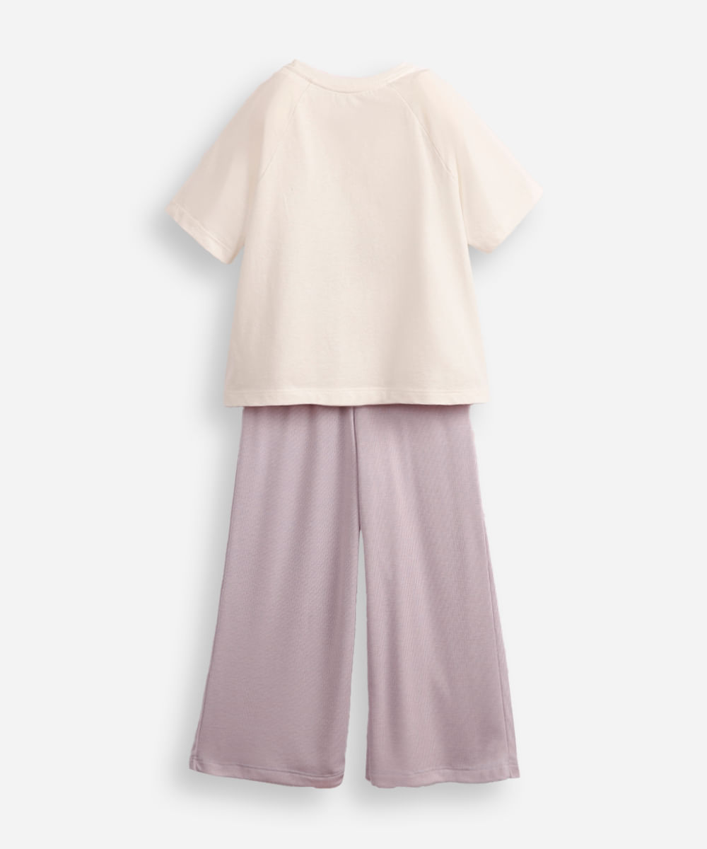 pijama longo infantil de algodão hello kitty off white