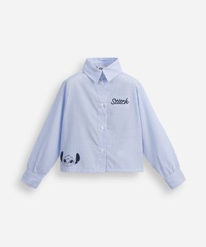camisa infantil manga longa stitch listrada colorida