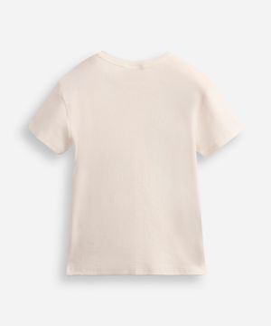 camiseta baby look juvenil de algodão canelada off white
