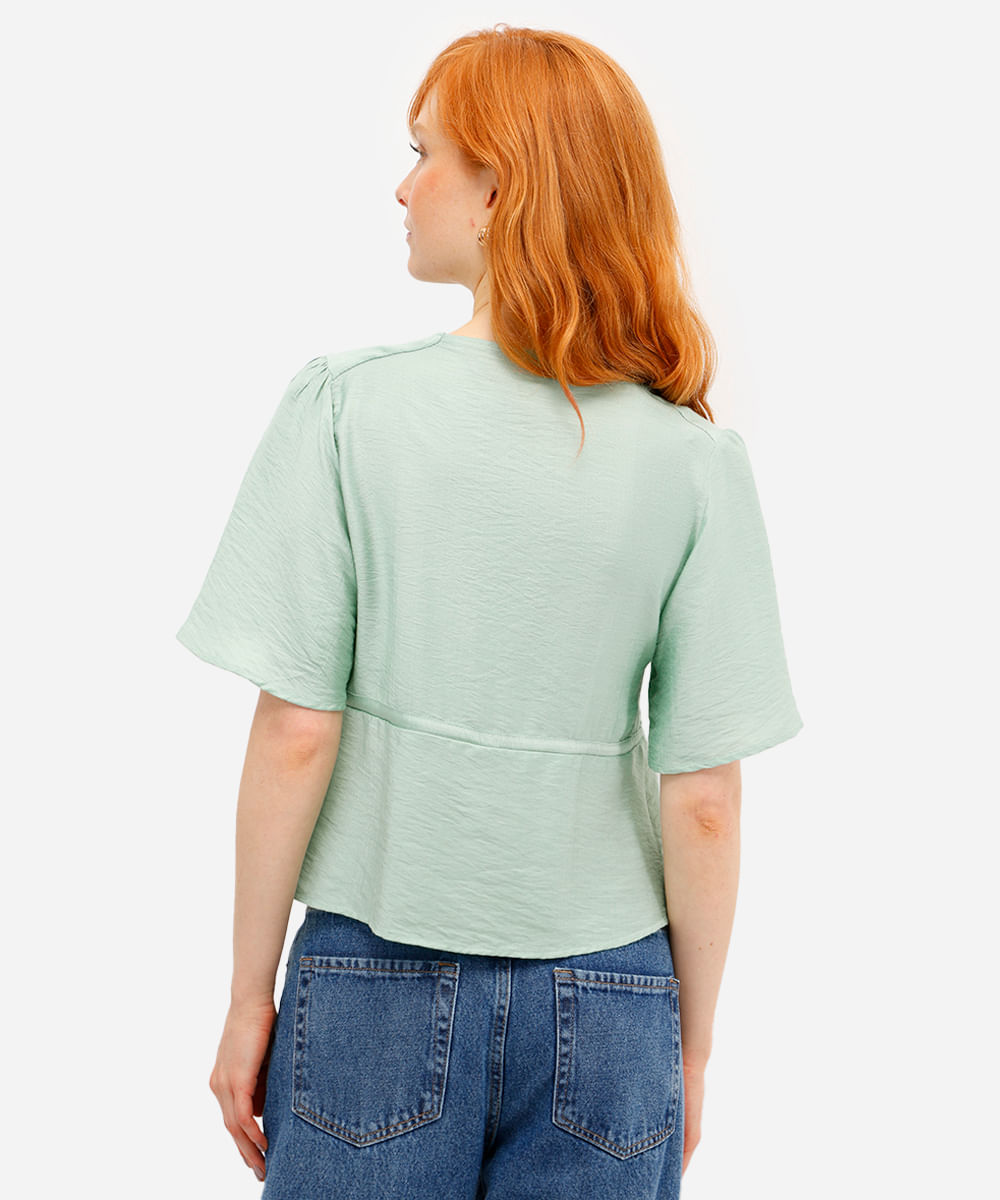 blusa feminina com viscose manga curta verde