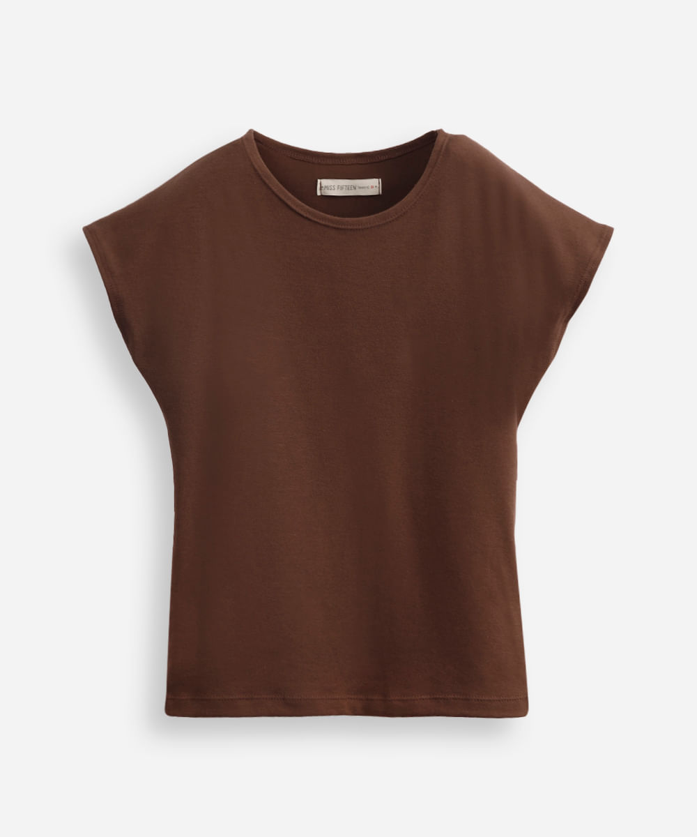 camiseta juvenil manga curta marrom