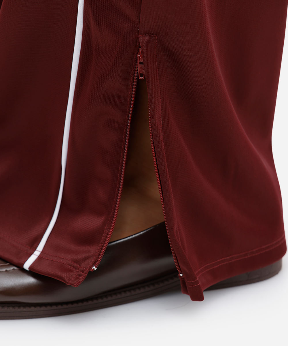 calça reta feminina com nervuras mindset plus size vinho