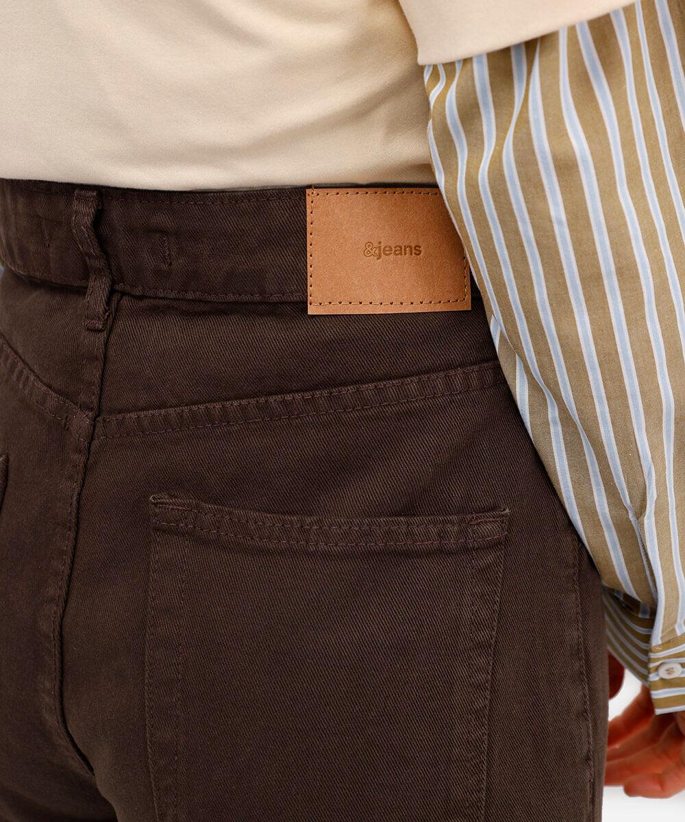 calça wide leg slim feminina de sarja marrom