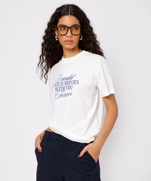 camiseta feminina de algodão estampada mubi mindset pré venda envio a partir de 11 de julho off white