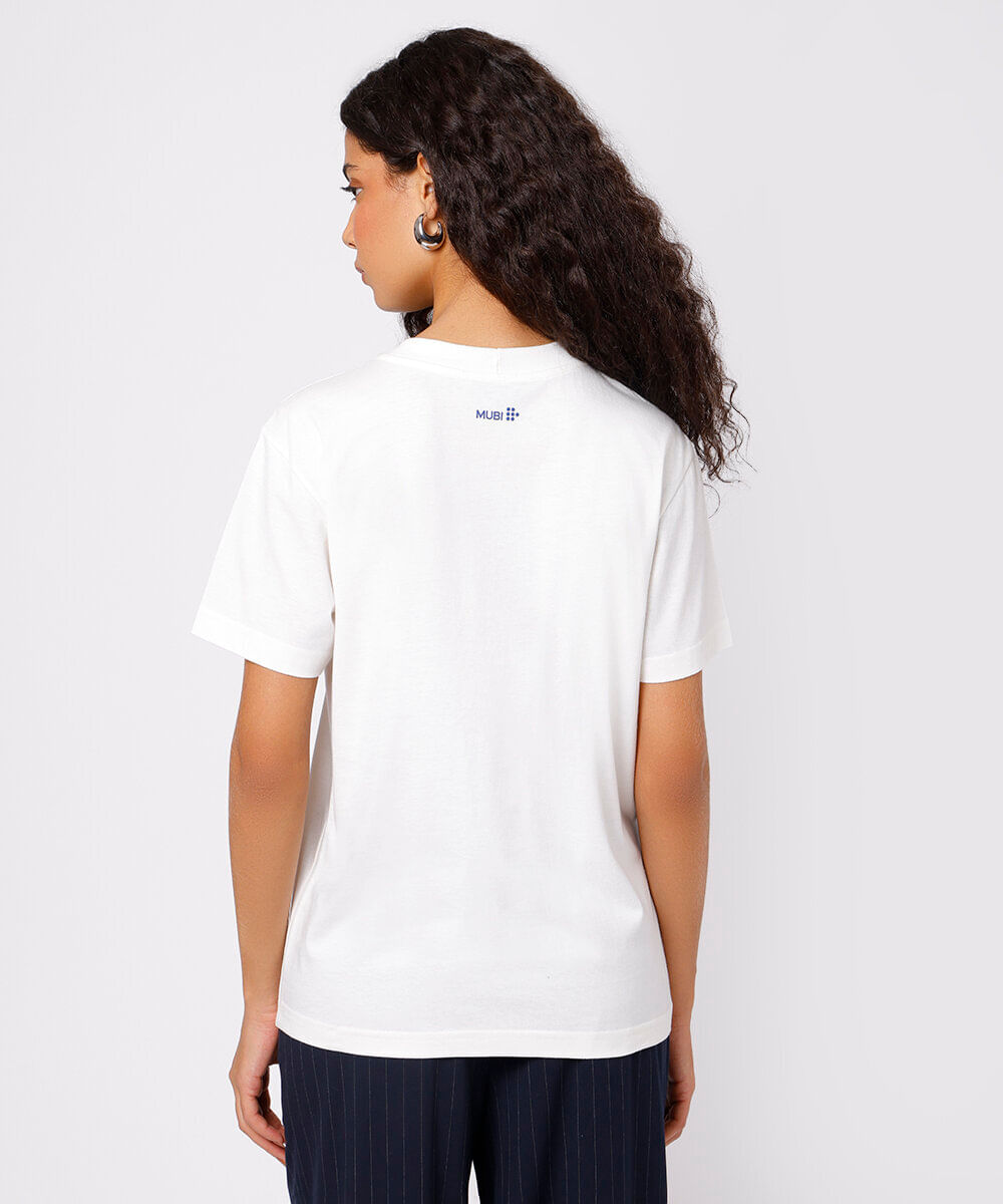 camiseta feminina de algodão estampada mubi mindset off white