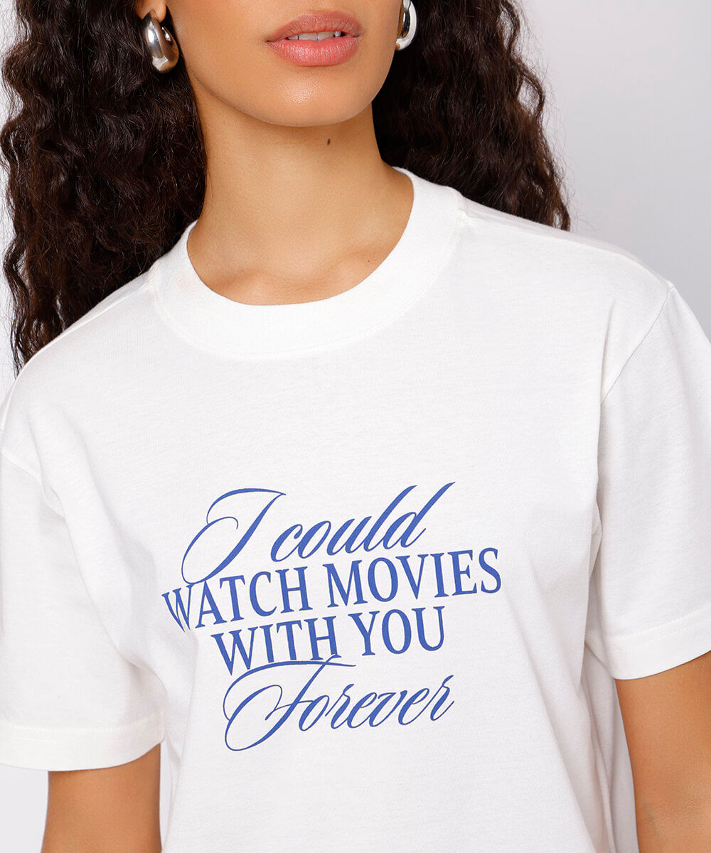 camiseta feminina de algodão estampada mubi mindset off white