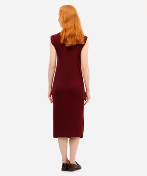 vestido midi básico canelado muscle tee preto - vinho