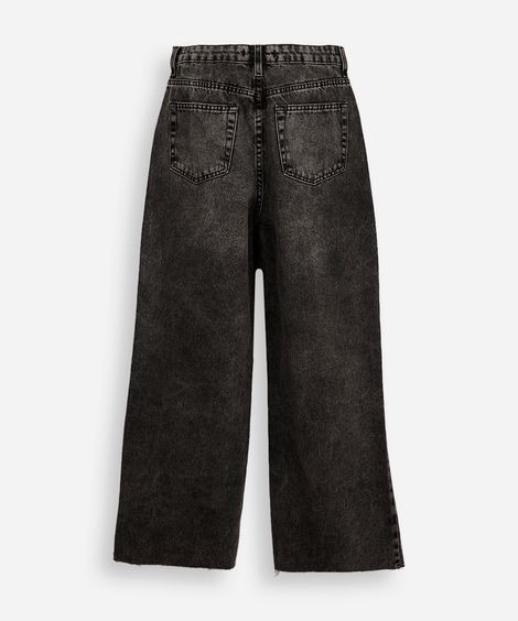 calça wide leg juvenil jeans preta