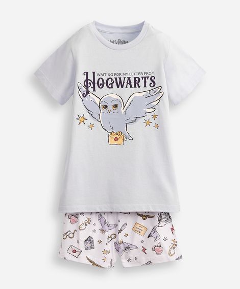 pijama curto infantil de algodão harry potter azul