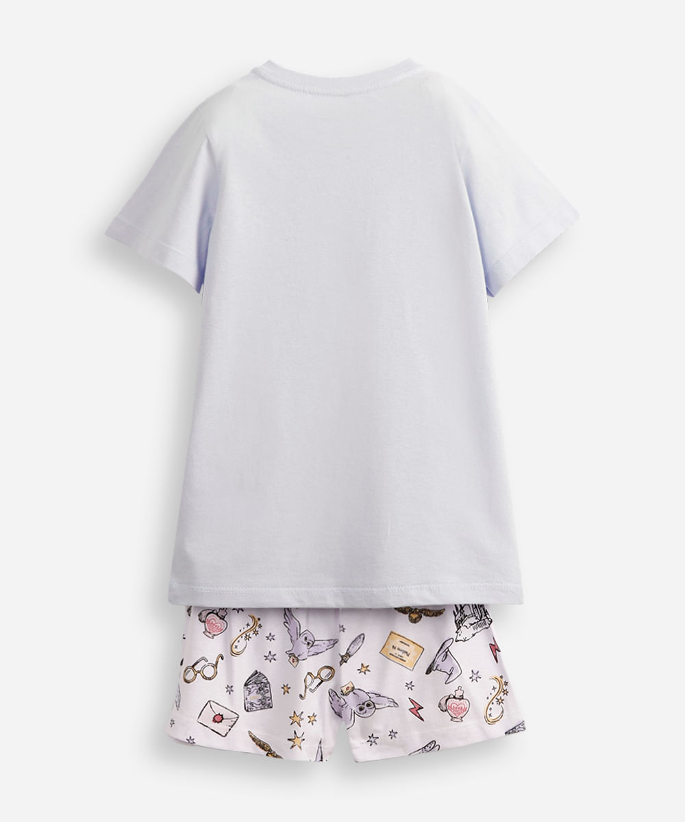 pijama curto infantil de algodão harry potter azul