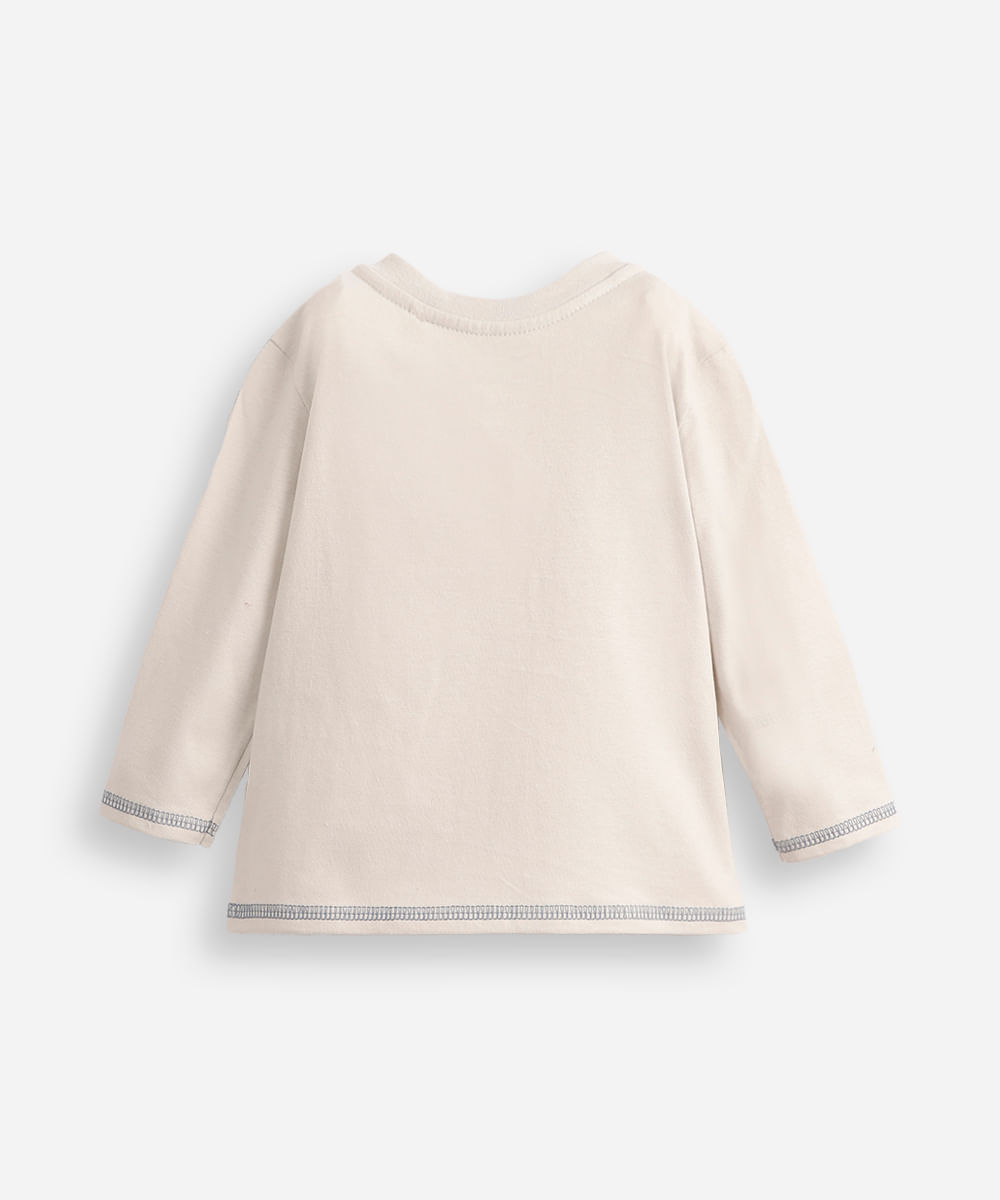 camiseta infantil de algodão manga longa stitch cinza