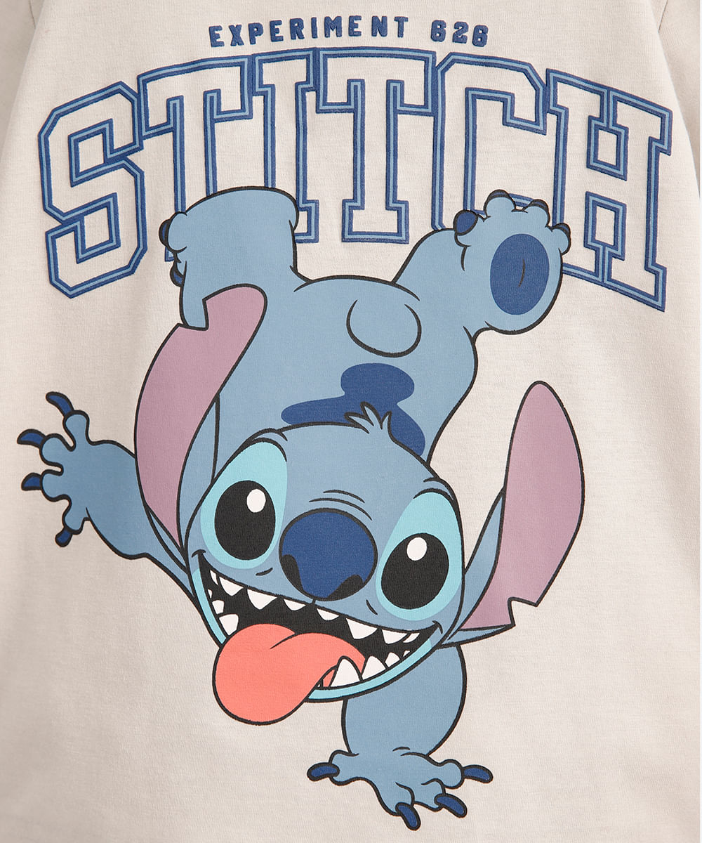 camiseta infantil de algodão stitch cinza