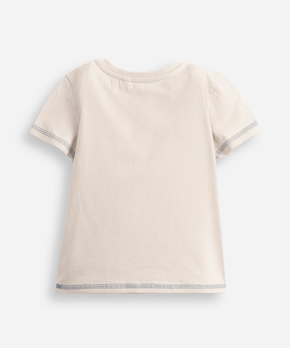 camiseta infantil de algodão stitch cinza