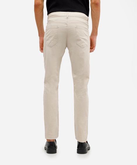calça slim masculina de sarja bege