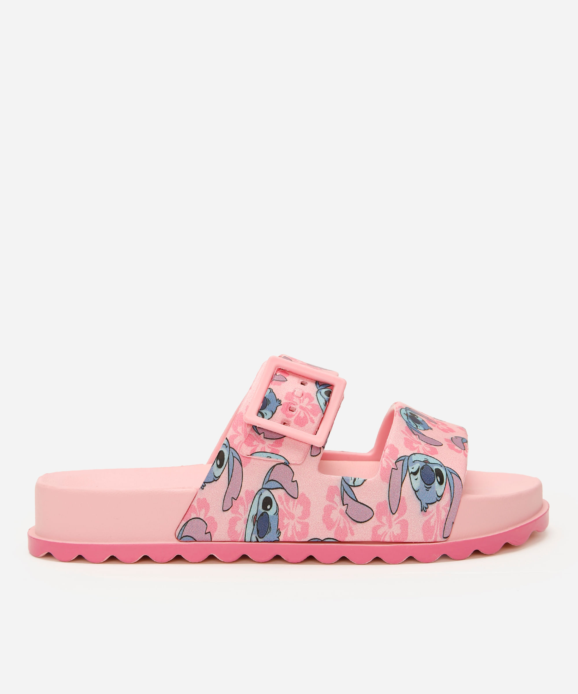 papete infantil stitch com fivela grendene rosa
