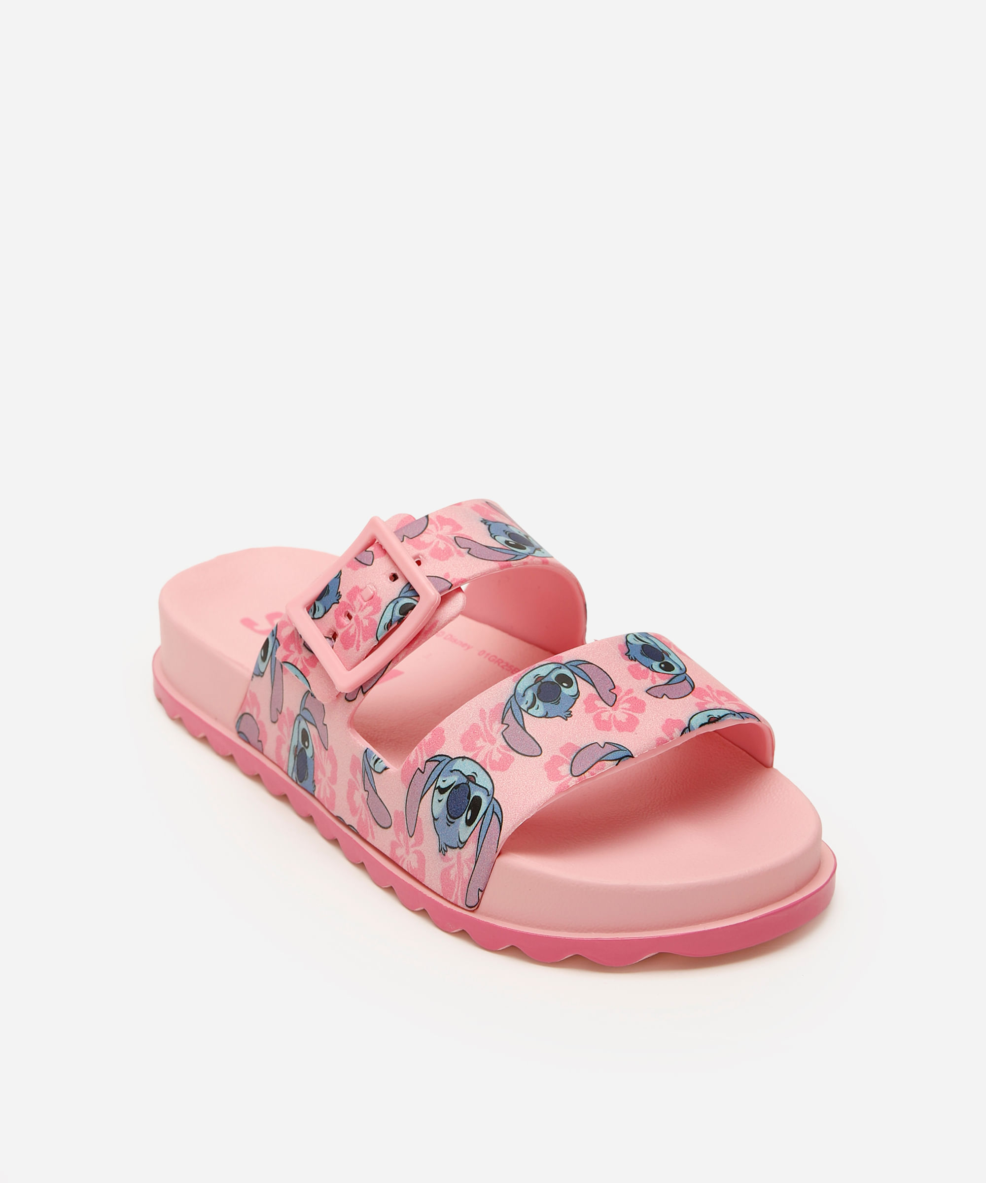 papete infantil stitch com fivela grendene rosa