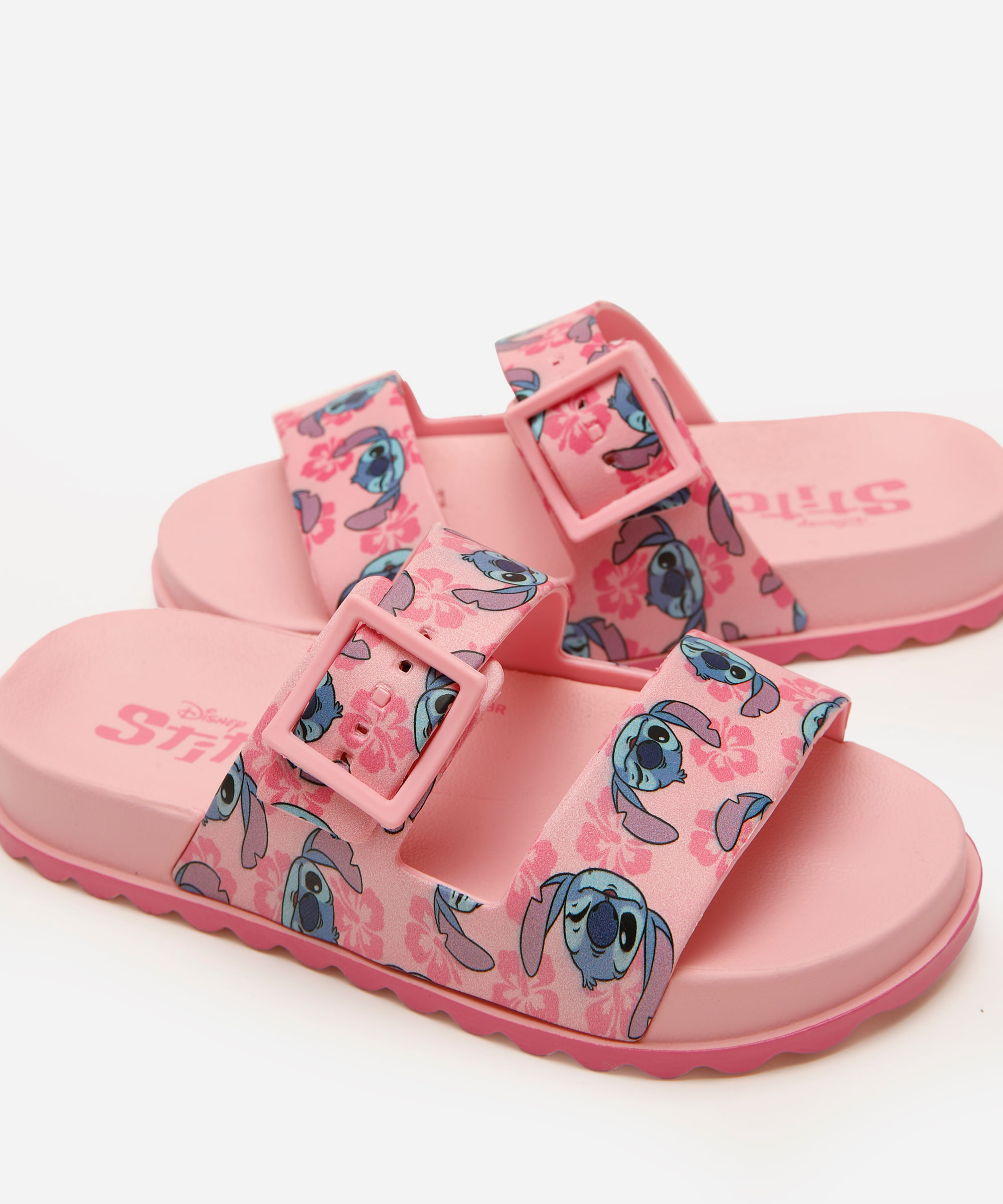 papete infantil stitch com fivela grendene rosa