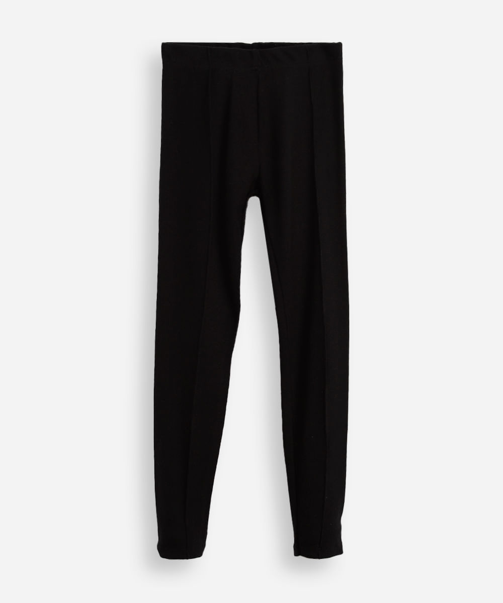 calça legging infantil canelada com nervura preta