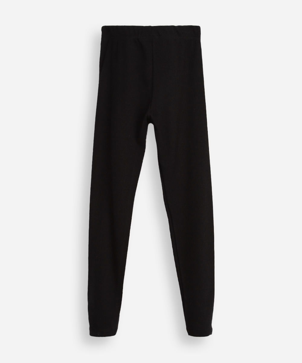 calça legging infantil canelada com nervura preta