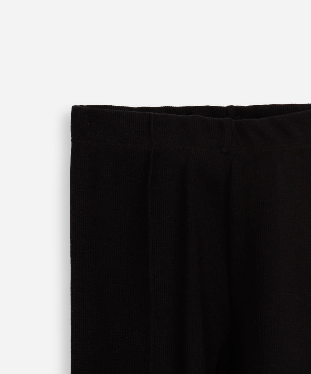 calça legging infantil canelada com nervura preta