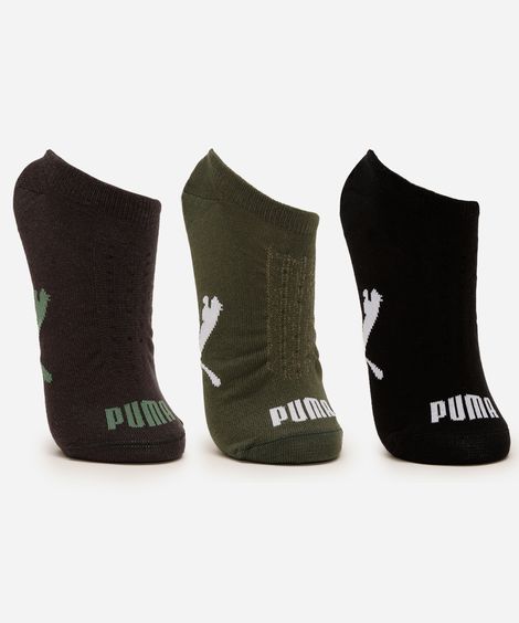 kit de 3 meias masculinas soquete puma colorido