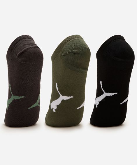 kit de 3 meias masculinas soquete puma colorido