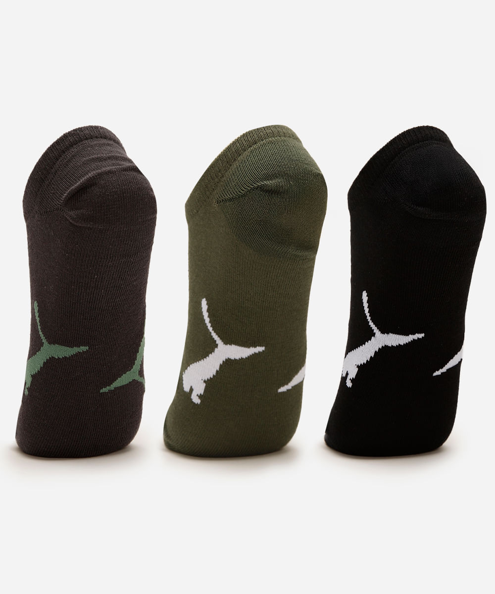 kit de 3 meias masculinas soquete puma colorido