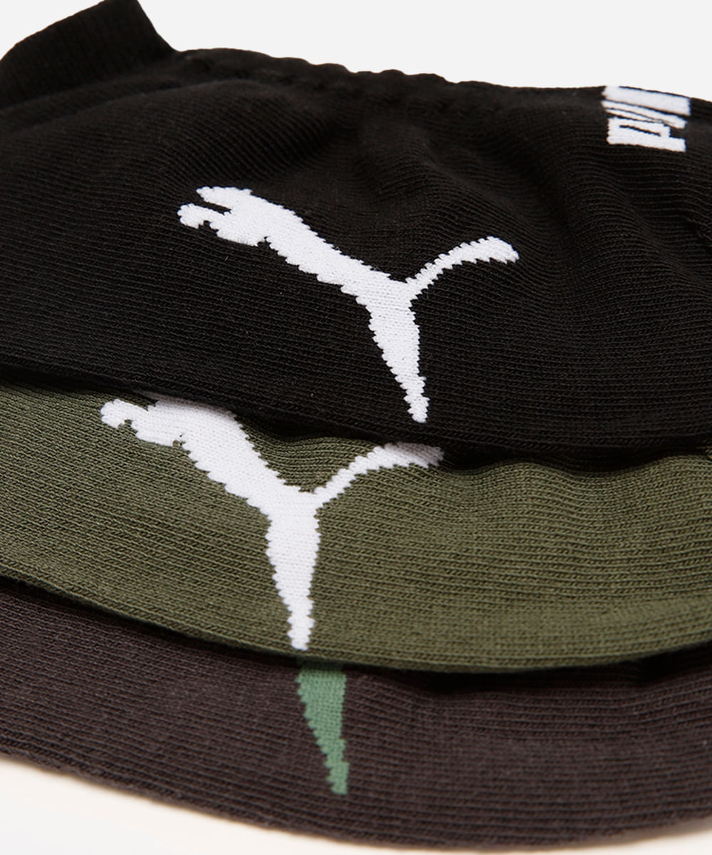 kit de 3 meias masculinas soquete puma colorido