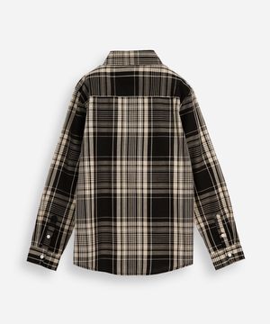 camisa de algodão infantil manga longa xadrez preta