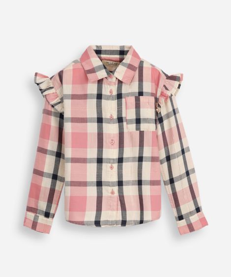 camisa de algodão infantil com lurex xadrez - multicor
