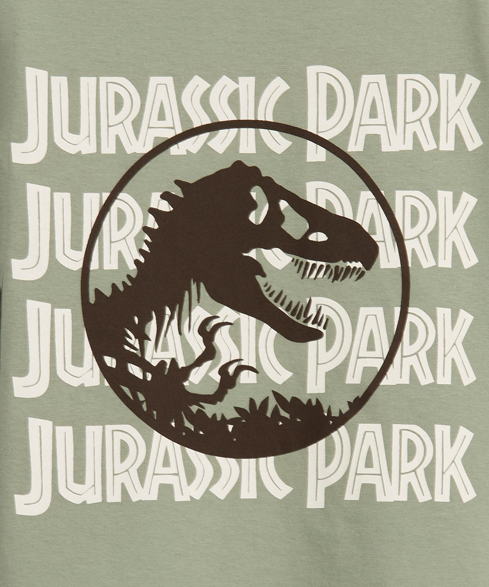 blusa de algodão infantil manga longa jurassic park verde