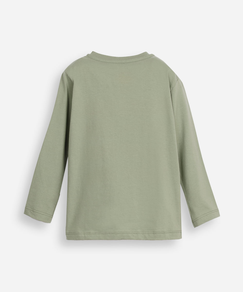 blusa de algodão infantil manga longa jurassic park verde