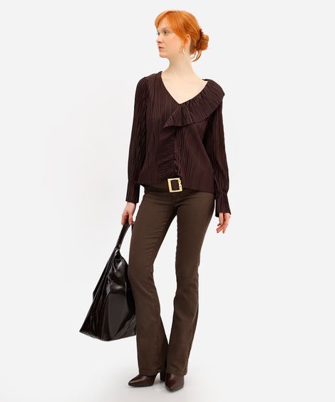 calça boot cut feminina de sarja sawary marrom