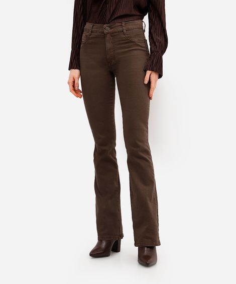 calça boot cut feminina de sarja sawary marrom