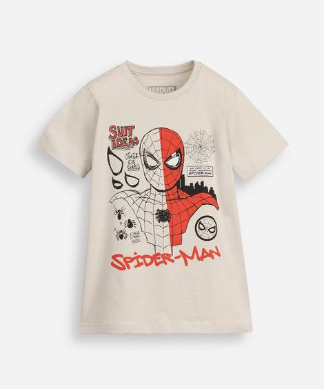 camiseta de algodão infantil manga curta homem aranha cinza