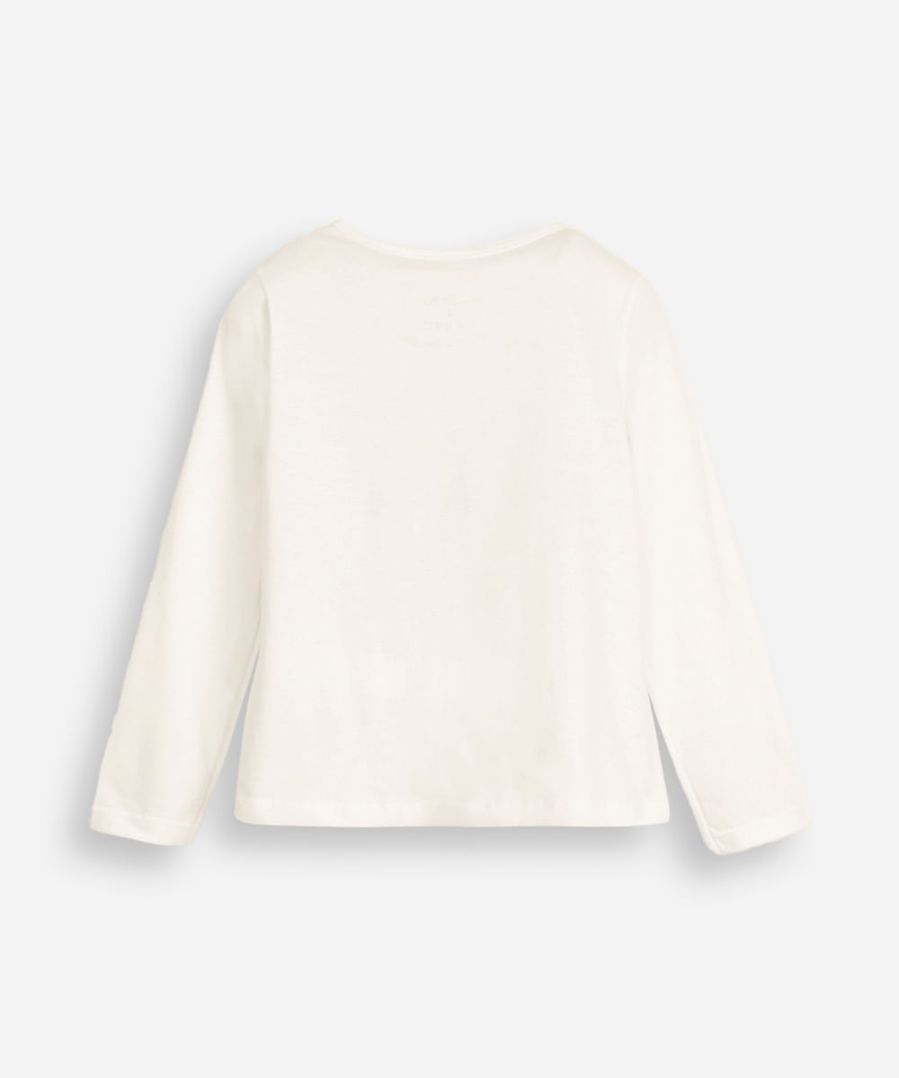 blusa de algodão infantil manga longa borboleta off white