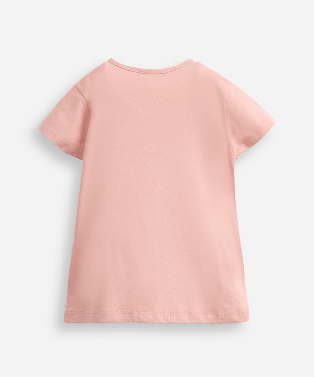 blusa infantil de algodão laço com glitter rosa